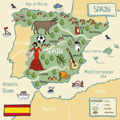 Cartoon map of Spain