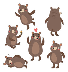 Bears cute vector set