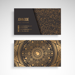 Business Card. Vintage decorative elements. Ornamental floral business cards or invitation with mandala © visnezh
