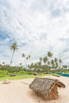 Balapitiya, Sri Lanka - A fishnet housing to keep the traditional fishnet dry