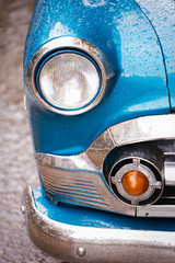 Front of old Blue Chevrolet, Havana, Cuba 