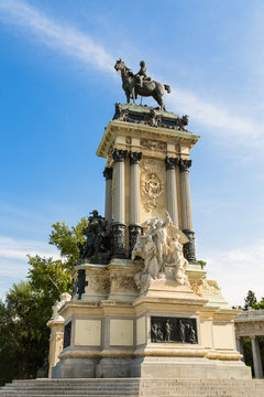 Monument to Alfonso XII in Buen Retiro park in Madrid