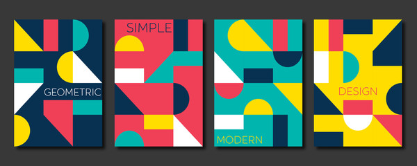 Set of 4 simple geometric modern template designs. Vector illustration. - 190760272