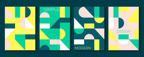 Set of 4 simple geometric modern template designs. Vector illustration.