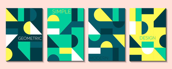 Set of 4 simple geometric modern template designs. Vector illustration.