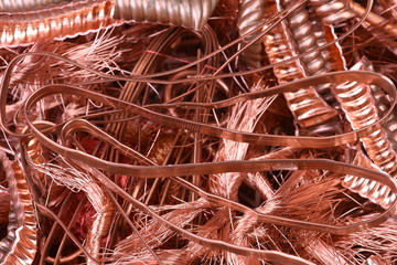 Closeup of copper wire raw materials