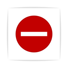 Flat round minus sign red icon, button