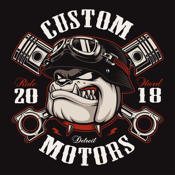 Biker Bulldog biker t-shirt design (color version)