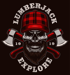 Lumberjack skull vector illustration