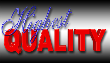 Stock Illustration - Highest Quality, Blue Metal Highest, Red Quality, 3D Illustration, Gradient Background.