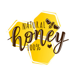Vector illustration of a 'natural honey' lettering