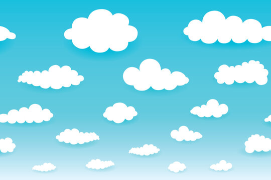 Sky with clouds  on a sunny day. Vector illustration