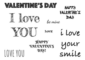 Typographic design text set for valentine day. Modern elements for business, banner or decoration. 