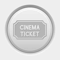 Round white button. Cinema ticket icon
