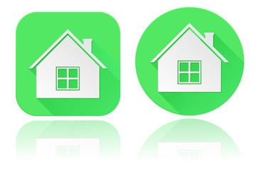 Home icons. Round and square blue web signs