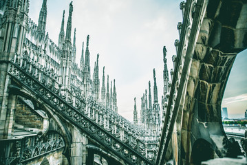 Naklejka premium Milan, duomo aerial view from the top of the cathedral