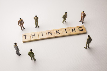 businessman figures meeting on thinking conceptual