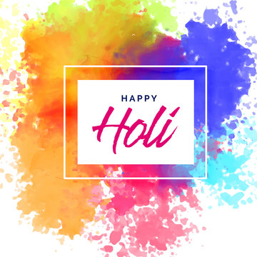 happy holi poster design with colorful stains