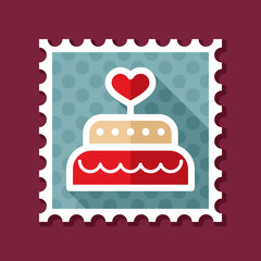 Wedding cake dessert with heart vector stamp