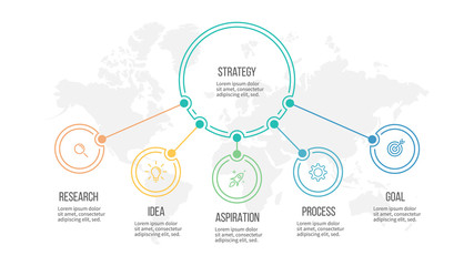 Business infographic. Organization chart with 5 options. Vector template.