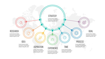 Business infographic. Organization chart with 7 options. Vector template.