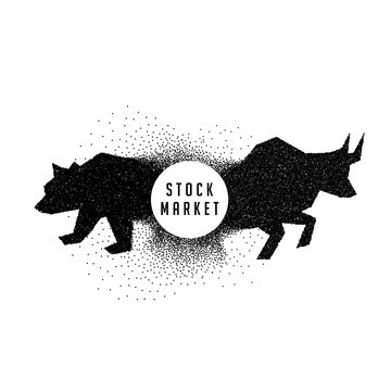 stock market concept design showing bull and bear