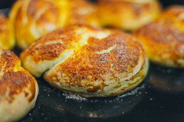 Cake is baked in the oven