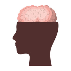 human head face brain science mind intelligence vector illustration