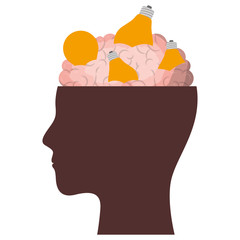  human head face brain science mind intelligence vector illustration