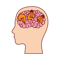 human head face brain science mind intelligence vector illustration