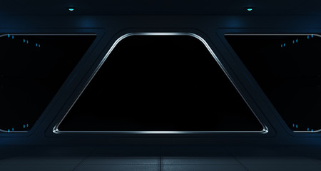 Naklejka premium Spaceship futuristic interior with window view