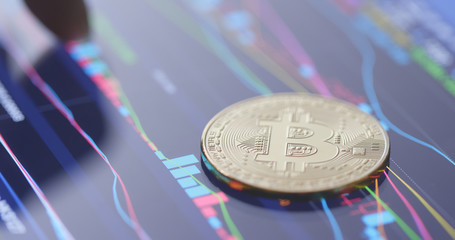 Bitcoin on tablet display screen
