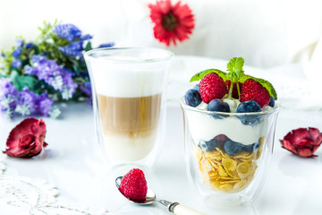Healthy breakfast full of vitamins and probiotics