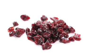Dried cranberries, Vaccinium macrocarpon, isolated on white background