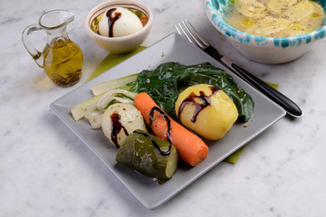 Vegetarian appetizer with vegetables and vegetables