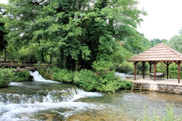 Fototapeta na wymiar view in Rastoke near Slunj, Croatia