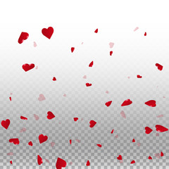 3d hearts valentine background. Bottom gradient on transparent grid light background. 3d hearts valentines day decent design. Vector illustration.
