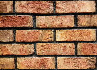 Old vintage brick wall background in close-up