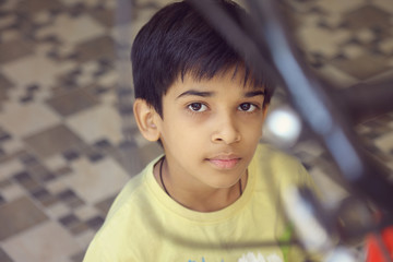 Indian Little Boy Posing to Camera