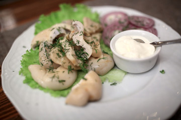 Salted pickled mushrooms