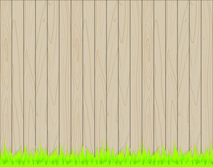 Wooden fence background with grass