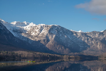 Fototapeta na wymiar Scenic Bohinj lake with its surrounding nature in Slovenia