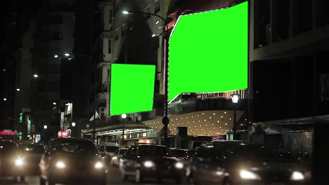 Billboard Green Screen in Buenos Aires. You can replace green screen with the footage or picture you want. You can do it with “Keying” effect in After Effects  (check out tutorials on YouTube). 