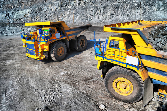 heavy-duty dump truck with iron ore
