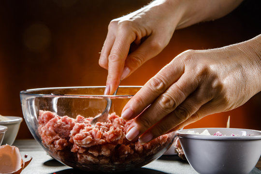 Woman Making Meatballs