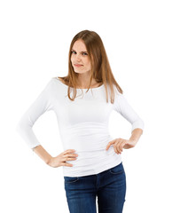 Obraz premium Woman isolated on white background