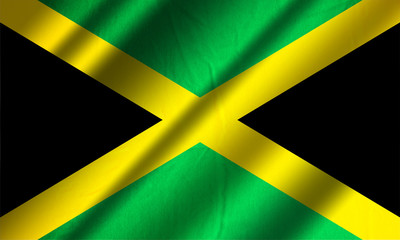 Authentic colorful textile flag of Jamaica