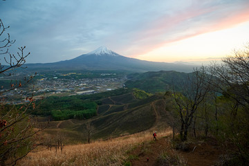 Fototapeta premium Fuji sunset, JAPAN / Oshinomura