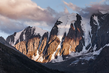 Mountain rocky peak with glacier