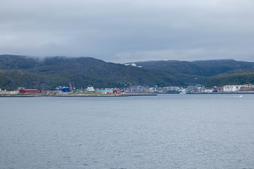 Fototapeta na wymiar The city of Hammerfest in Finnmark county, Norway. 